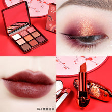Load image into Gallery viewer, Brand High-end Luxury Chinese Style Cosmetics Set Glitter 9 Colors Eyeshadow Palette Velvet Pigment Nude Matte Lipstick Kit